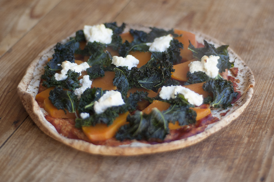 Pumpkin and kale pizza